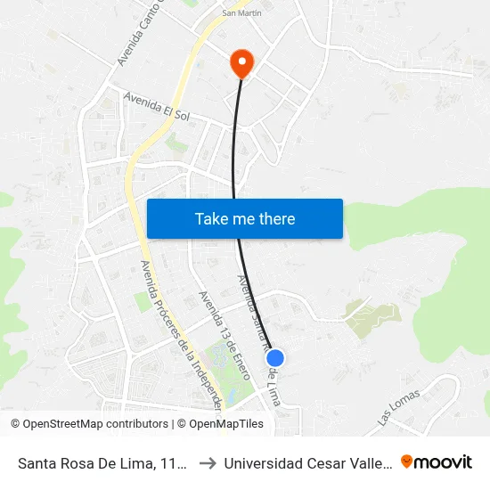 Santa Rosa De Lima, 1160 to Universidad Cesar Vallejo map