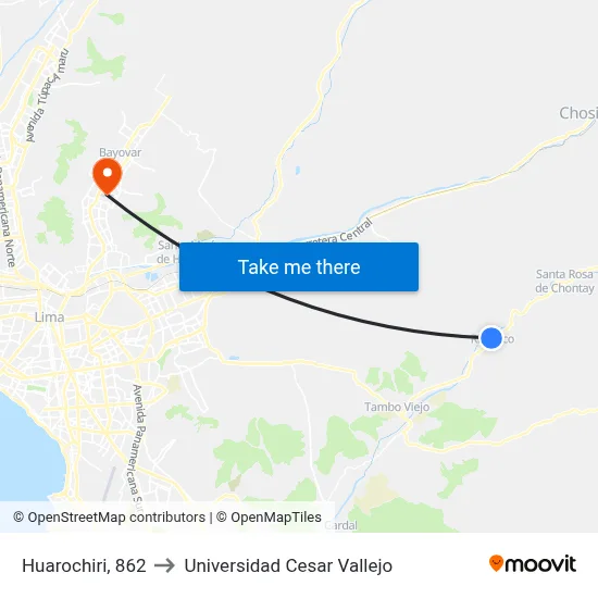 Huarochiri, 862 to Universidad Cesar Vallejo map