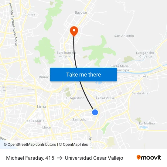 Michael Faraday, 415 to Universidad Cesar Vallejo map