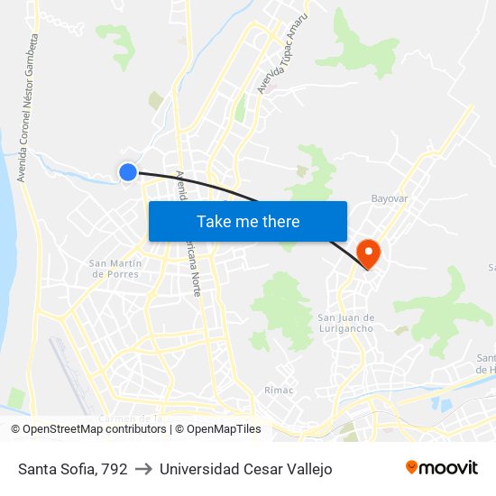 Santa Sofia, 792 to Universidad Cesar Vallejo map