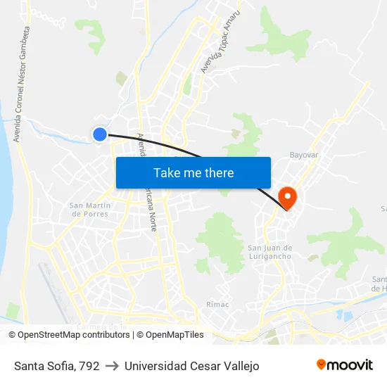 Santa Sofia, 792 to Universidad Cesar Vallejo map