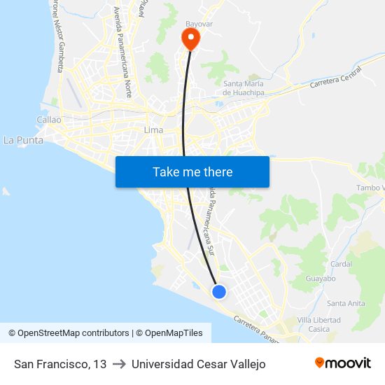 San Francisco, 13 to Universidad Cesar Vallejo map