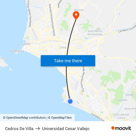 Cedros De Villa to Universidad Cesar Vallejo map