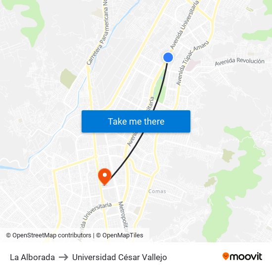 La Alborada to Universidad César Vallejo map