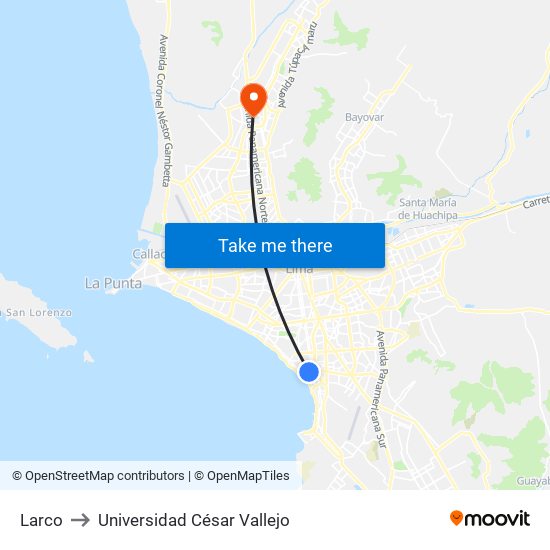 Larco to Universidad César Vallejo map