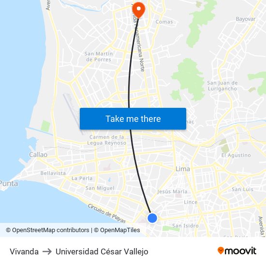 Vivanda to Universidad César Vallejo map