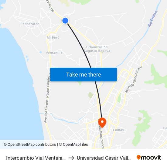 Intercambio Vial Ventanilla to Universidad César Vallejo map