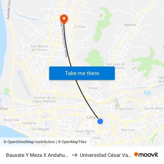 Bausate Y Meza X Andahuaylas to Universidad César Vallejo map