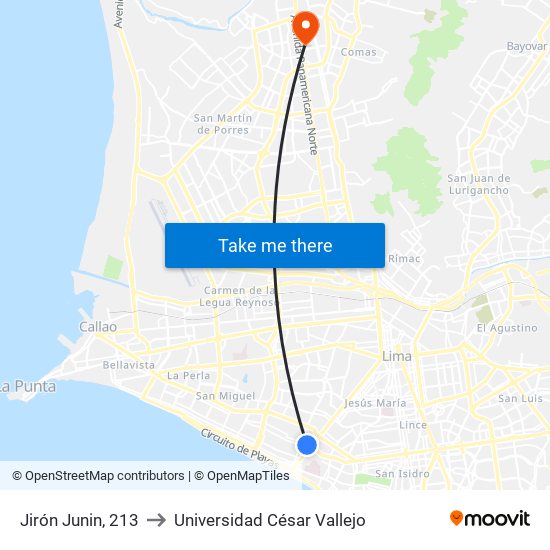 Jirón Junin, 213 to Universidad César Vallejo map