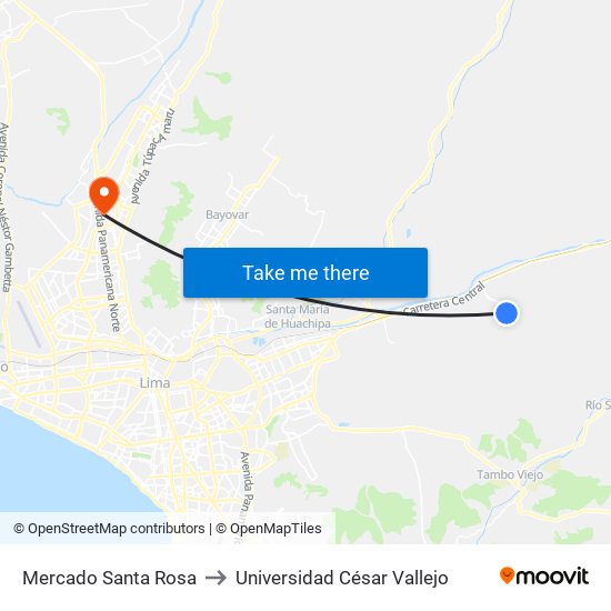Mercado Santa Rosa to Universidad César Vallejo map