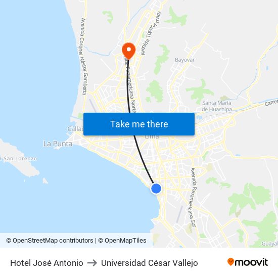 Hotel José Antonio to Universidad César Vallejo map