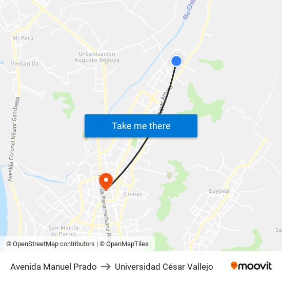 Avenida Manuel Prado to Universidad César Vallejo map