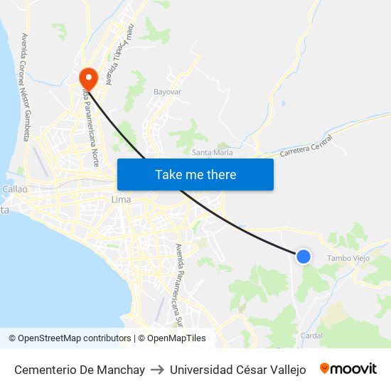 Cementerio De Manchay to Universidad César Vallejo map