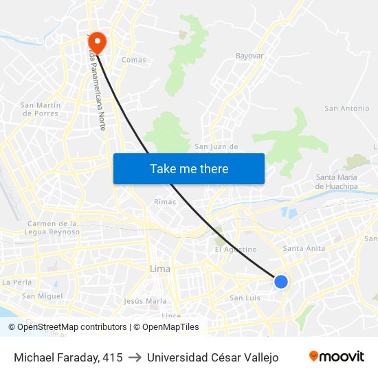 Michael Faraday, 415 to Universidad César Vallejo map