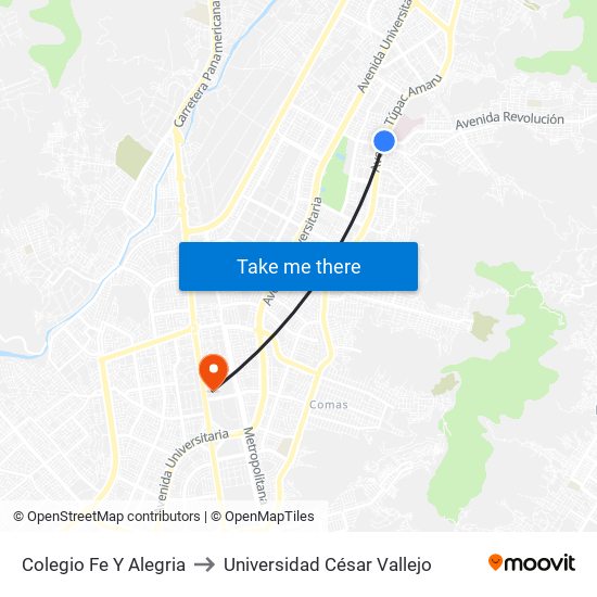 Colegio Fe Y Alegria to Universidad César Vallejo map