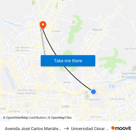 Avenida José Carlos Mariátegui, 1951 to Universidad César Vallejo map