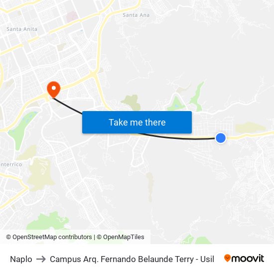 Naplo to Campus Arq. Fernando Belaunde Terry - Usil map