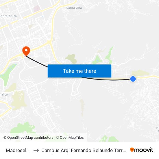 Madreselvas to Campus Arq. Fernando Belaunde Terry - Usil map