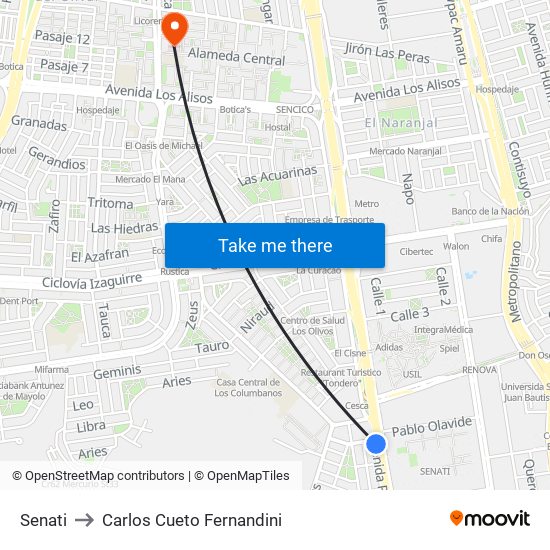 Senati to Carlos Cueto Fernandini map