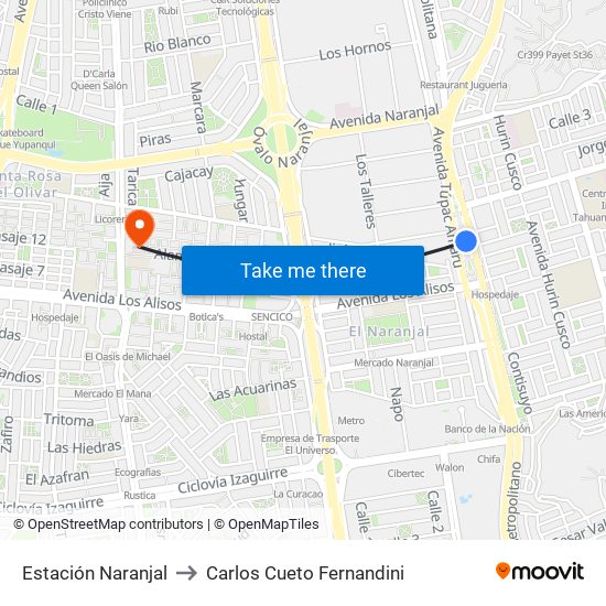 Estación Naranjal‎ to Carlos Cueto Fernandini map