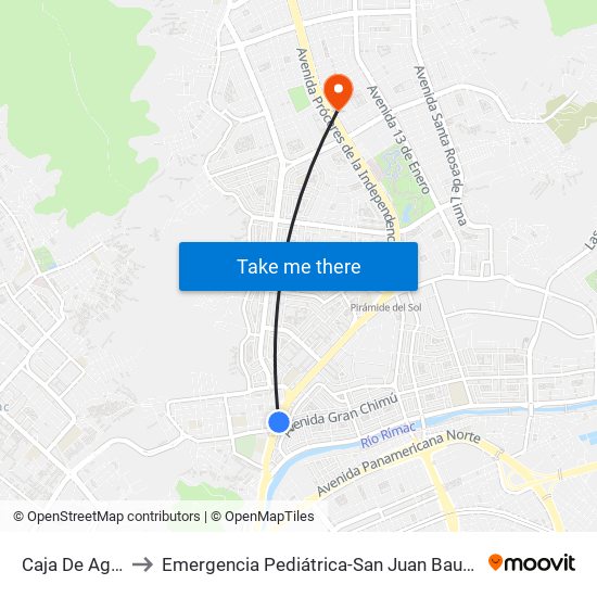 Caja De Agua to Emergencia Pediátrica-San Juan Bautista map