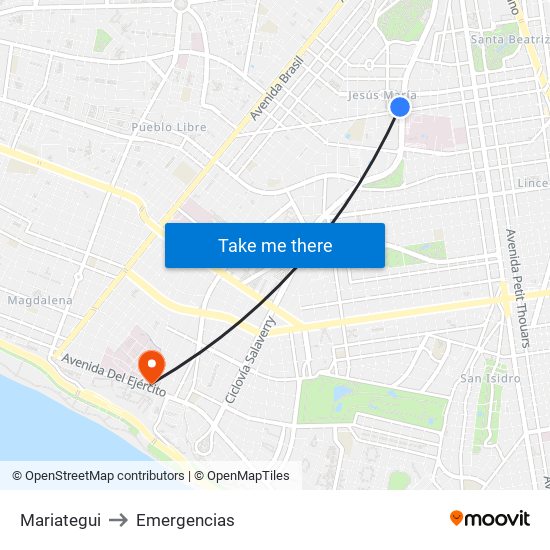 Mariategui to Emergencias map