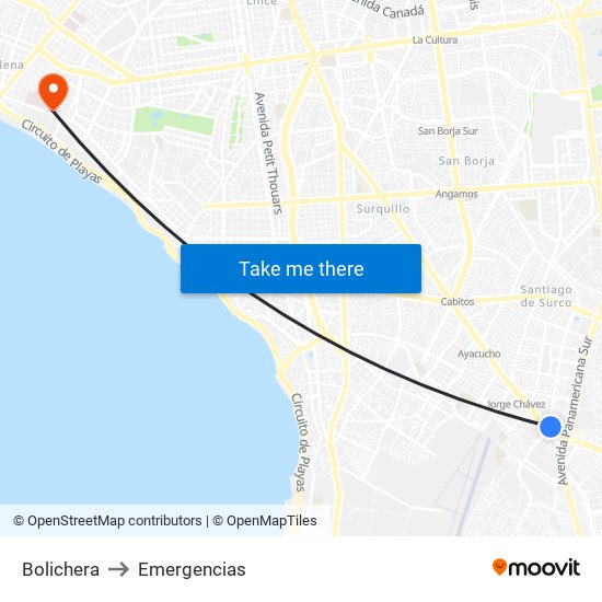 Bolichera to Emergencias map