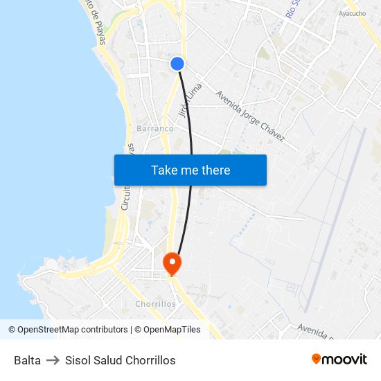 Balta to Sisol Salud Chorrillos map