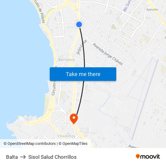 Balta to Sisol Salud Chorrillos map