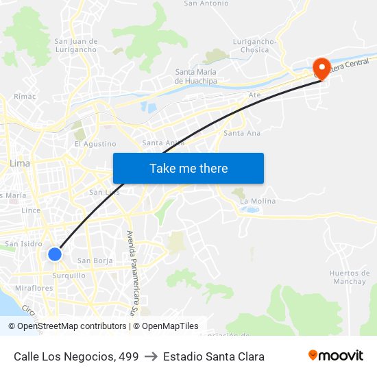 Calle Los Negocios, 499 to Estadio Santa Clara map
