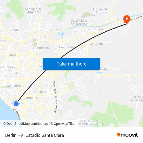 Berlín to Estadio Santa Clara map