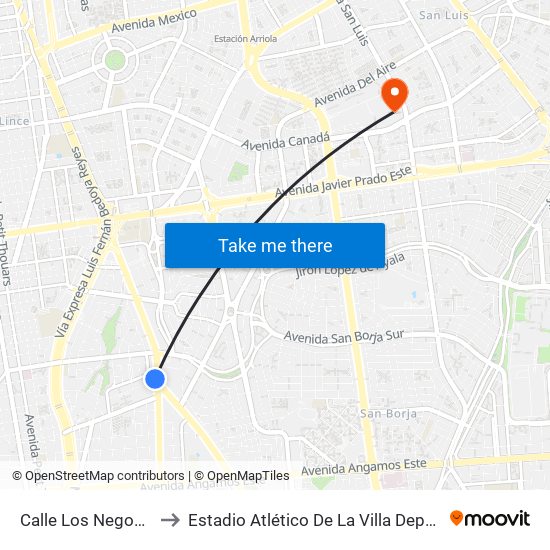 Calle Los Negocios, 499 to Estadio Atlético De La Villa Deportiva Nacional map