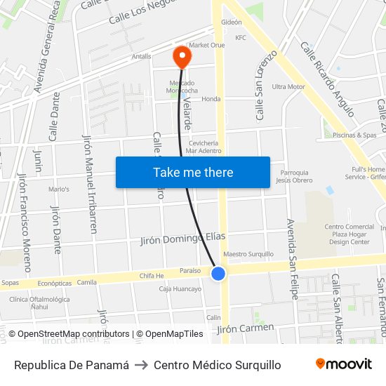 Republica De Panamá to Centro Médico Surquillo map