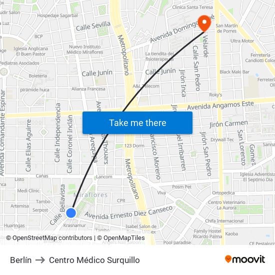 Berlín to Centro Médico Surquillo map