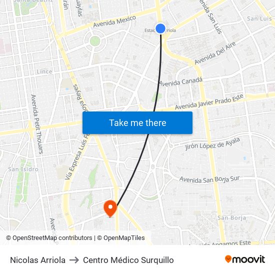 Nicolas Arriola to Centro Médico Surquillo map