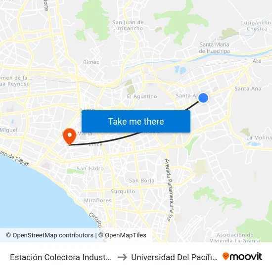 Estación Colectora Industrial to Universidad Del Pacífico map