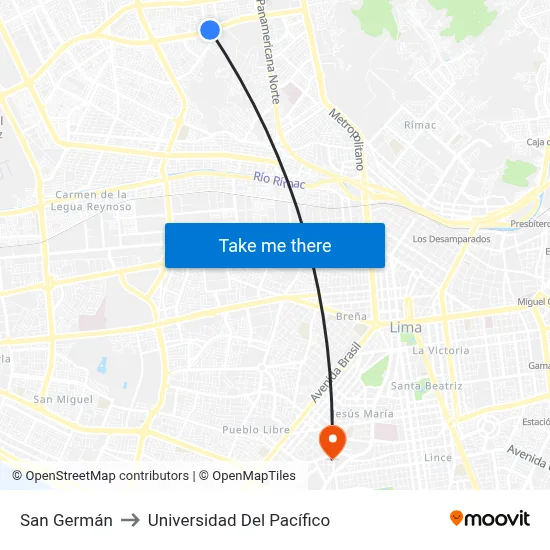 San Germán to Universidad Del Pacífico map