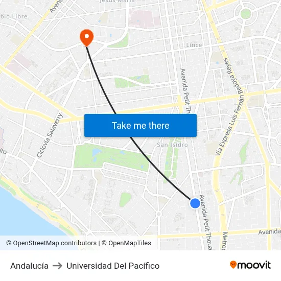 Andalucía to Universidad Del Pacífico map