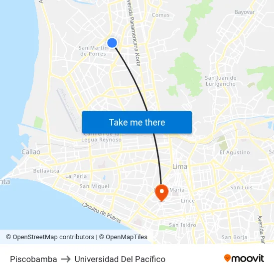 Piscobamba to Universidad Del Pacífico map