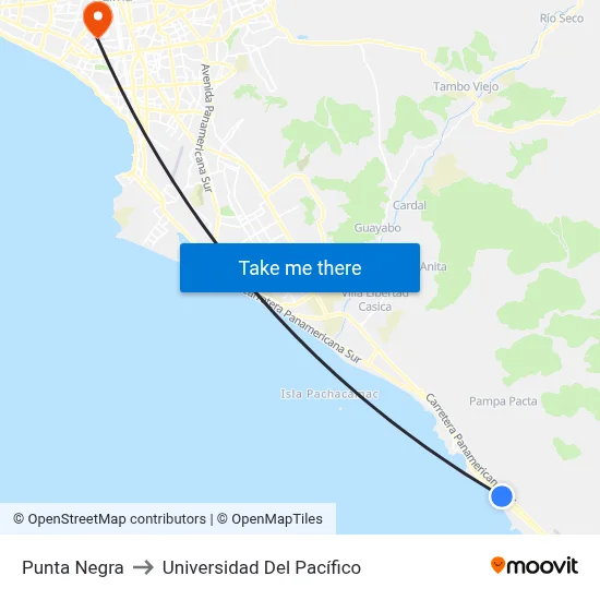 Punta Negra to Universidad Del Pacífico map