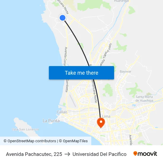 Avenida Pachacutec, 225 to Universidad Del Pacífico map