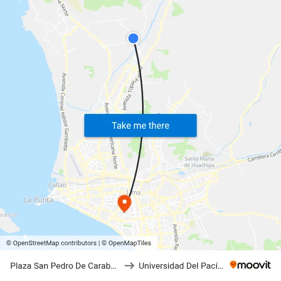 Plaza San Pedro De Carabayllo to Universidad Del Pacífico map