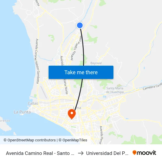 Avenida Camino Real - Santo Domingo to Universidad Del Pacífico map