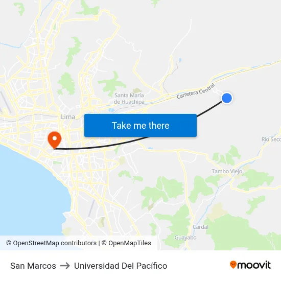 San Marcos to Universidad Del Pacífico map