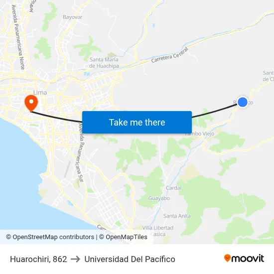 Huarochiri, 862 to Universidad Del Pacífico map