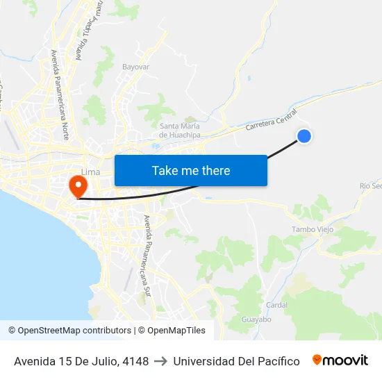Avenida 15 De Julio, 4148 to Universidad Del Pacífico map