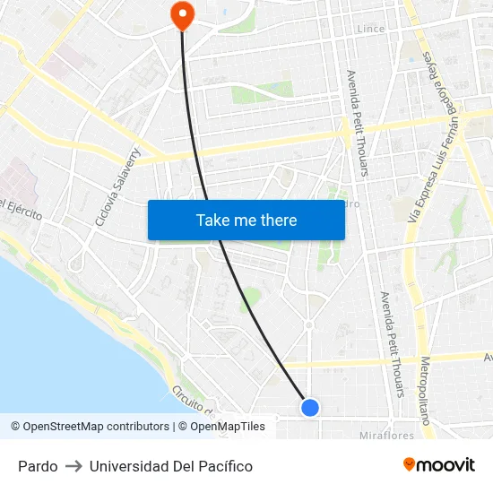 Pardo to Universidad Del Pacífico map