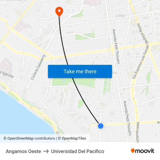Angamos Oeste to Universidad Del Pacífico map