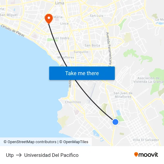 Utp to Universidad Del Pacífico map