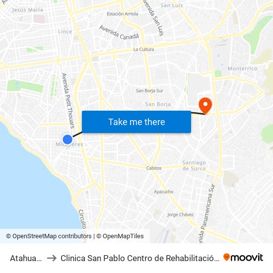 Atahualpa to Clinica San Pablo Centro de Rehabilitación Física map